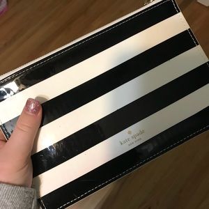 Kate spade Black and white stripped clutch
